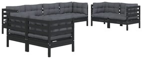 Set divani da giardino 8 pz con cuscini legno massello di pino