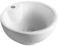 Lavabo da appoggio tongo ceramica bianca con foro rubinetto diametro 40 cm