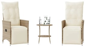 Set Da Bistrò 3 Pz Con Cuscini Beige İn Polyrattan /