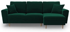 Divano angolare verde allungabile e con contenitore con rivestimento in velluto Kyoto – Cosmopolitan Design