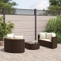 Set Divano da Giardino 5 pz con Cuscini Marrone in Polyrattan 3308441