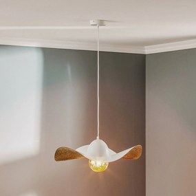 SIGMA Lampada a sospensione Jil, paralume curvo, bianco/oro
