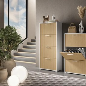 Scarpiera TERRANEO Alby 3 ante apertura a ribalta, doppia profondità L 67 x H 144 x P 40 cm 9 paia, bianco