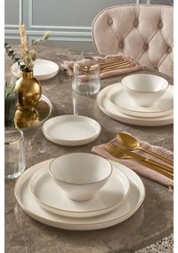 Set da tavola 16 pezzi beige/dorato in porcellana