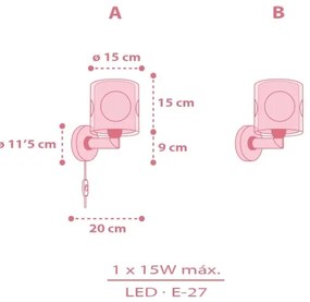 Dalber 60919 - Lampada da parete per cameretta PRINCESS DANCE 1xE27/15W/230V rosa