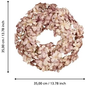 Eglo 428208 - Corona di fiori artificiali SOLVANG diametro 35 cm rosa