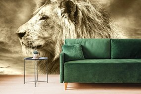 Carta da parati – Leone africano in seppia