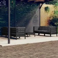 Set Divani da Giardino 7 pz con Cuscini Antracite Legno di Pino cod mxl 42059