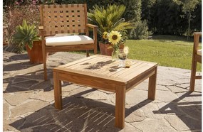 Tavolino da salotto da giardino quadrato in legno massello L60 cm SALVADOR