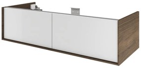 Mobile da bagno sotto lavabo SENSEA Neo Frame bianco e noce laccato lucido L 120 x H 32 x P 48 cm 2 cassetti, lavabo non incluso