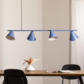 ALDEX Lampada a sospensione forma 4, blu, metallo, a 4 luci, cono, E27