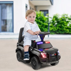 Costway Auto della polizia giocattolo alimentata a batteria, Cavalcabile per bambini con megafono laterale clacson