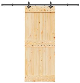 Porta Scorrevole Con Set Hardware 85x210 Cm Legno Massello Pino /