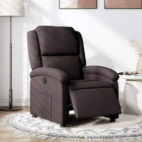 Poltrona Elettrica Reclinabile Marrone Scuro İn Tessuto /