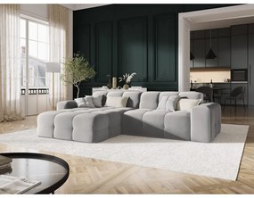 Divano angolare in velluto grigio chiaro (angolo sinistro) Kendal - Micadoni Home