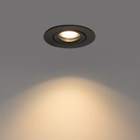 Faretto incasso nero orientabile 6,5 cm con LED incluso IP54 Ultra Slim - Pupil
