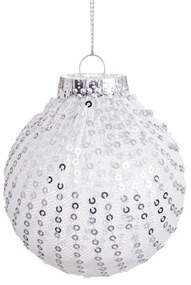 Palle di Natale Bianco Argentato Plastica Tessuto Paillettes 8 x 8 x 8 cm (6 Unità)