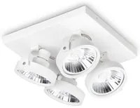 Plafoniera Moderna Konig Metallo Bianco 4X10W Gu10 3000K Luce Calda