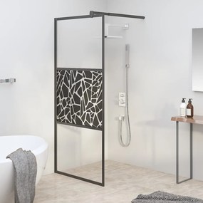Parete Doccia Walk İn 90x195cm Vetro Esg Con Design Pietre Nero /