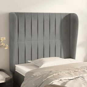 Testiera Ad Orecchio Grigio Chiaro 83x23x118/128 Cm İn Velluto /