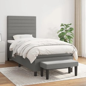 Giroletto A Molle Con Materasso Grigio Scuro 90x200 Cm Tessuto /