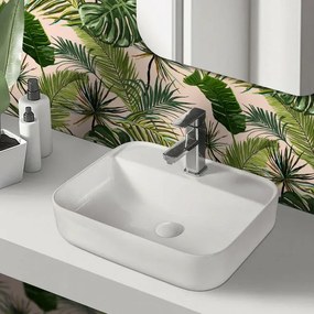 Lavandino da appoggio 50x39 cm in ceramica lucida con angoli tondi