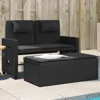 Panca Reclinabile da Giardino con Cuscini Nera in Polyrattancod mxl 88492