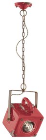Lampadario Vintage Industrial Ferro E Ceramica Rosso 1 Luce E27
