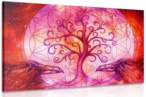 Quadro su tela – Albero della vita magico in tonalità pastello
