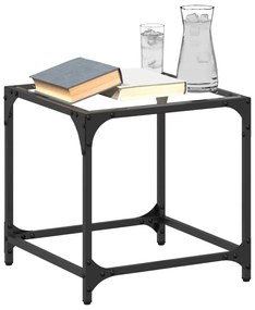 Tavolino Salotto Con Piano Vetro Trasparente 40x40x40cm Acciaio /