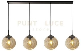 Punch 4lt bar pendant - metallo nero e vetro perforato color champagne