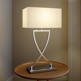 Lampada da tavolo Lucande Evaine, cromo/bianco, metallo, 66 cm, E27