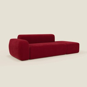 BonBon Divano modulare componibile – Composizione con pouf terminale in tessuto smacchiabile T23 bordeaux