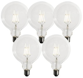 Set di 5 Lampadine LED dimmerabili E27 G125 5W 450 lm 3000K