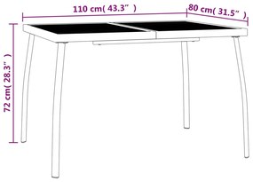 Set da Pranzo da Giardino 3 pz in Acciaio Antracite