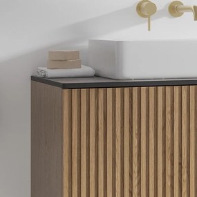 Mobile bagno sospeso 80cm rovere effetto cannettato KDS-80P - KAMALU