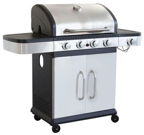 PIROS - barbecue a gas 4 fuochi + 1 esterno in acciaio inox