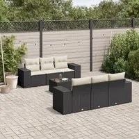 Set Divani da Giardino con Cuscini 7pz Nero Polyrattancod mxl 116703