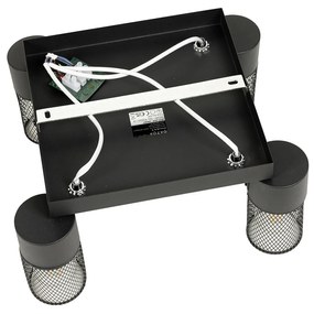 Faretto da soffitto industriale nero 4 luci orientabili - Jim