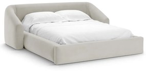 Letto matrimoniale imbottito beige con contenitore con rete inclusa 140x200 cm Campi – Cosmopolitan Design