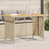 Tavolo da Giardino Piano in Legno Beige 110x68x70 cm Polyrattan 366357