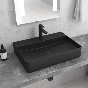 Lavabo da appoggio 50cm colore nero mat Litos-CNM500 - KAMALU