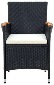 Sedie da pranzo per giardino 4 pz in polyrattan nero