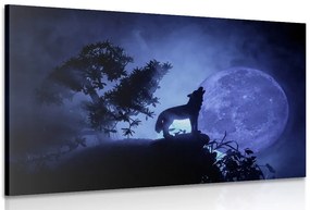 Quadro su tela – Lupo alla luna piena
