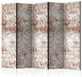 Paravento Piante romane II - texture con foglie arancioni su sfondo bianco