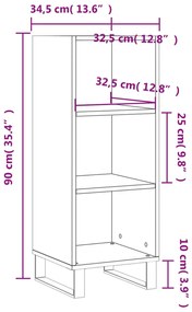 Credenza Grigio Cemento 34,5x32,5x90 cm in Legno Multistrato