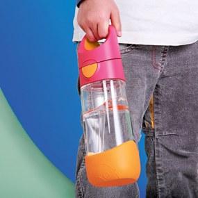 Bottiglia con cannuccia 450 ml – rosa/arancione