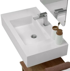 Mobile bagno sospeso 80 cm rovere africa con lavabo sospeso e specchio - Numa