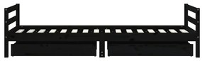 Giroletto bambini con cassetti nero 90x200cm massello di pino