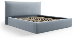 Letto matrimoniale imbottito azzurro con contenitore e doghe 140x200 cm Elio - Milo Casa